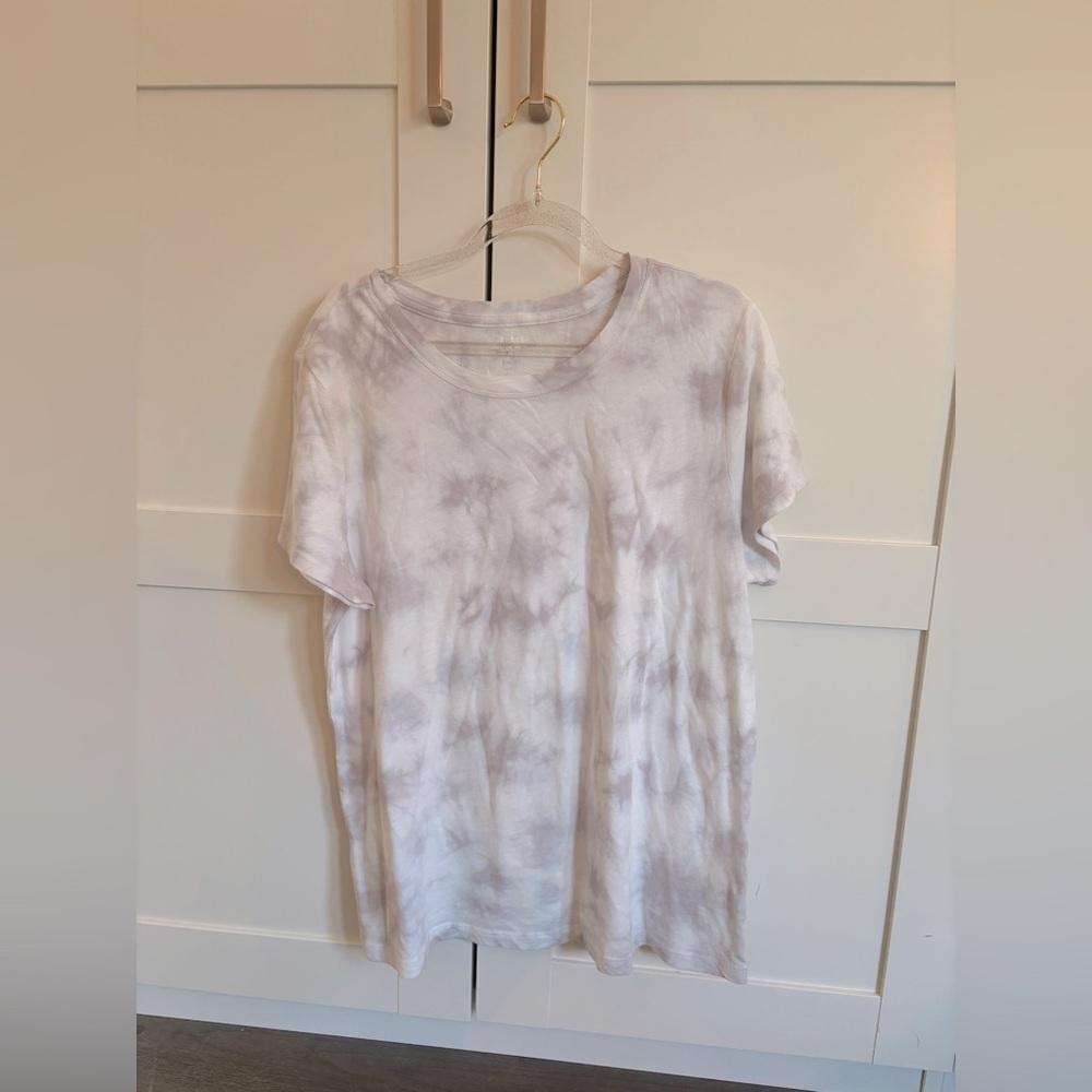 Athleta White and Pink Tye Dye Short Sleeve Tshirt Top Size Large Tall